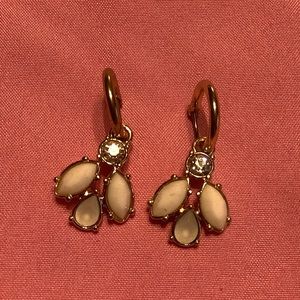 🌹White rhinestone dangling earrings hoop